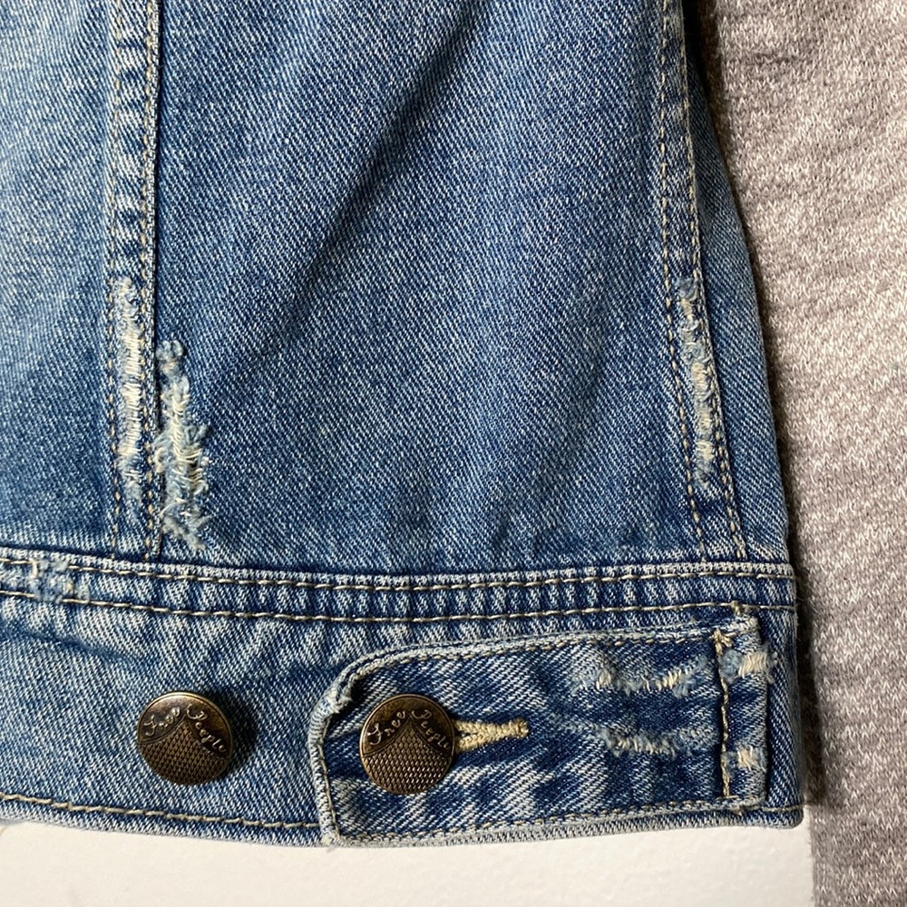 Free People Denim and Knit Hoodie - Picture 10 of 12